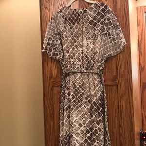 Maxi dress brown cream print gently used